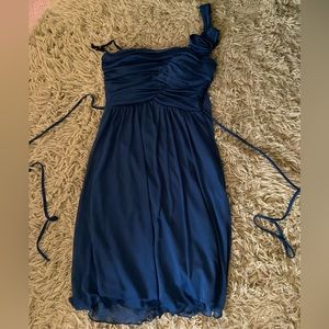 Short tie back teal homecoming dress